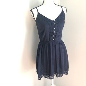 Altar'd State Navy Button Front Lace Mini Dress M